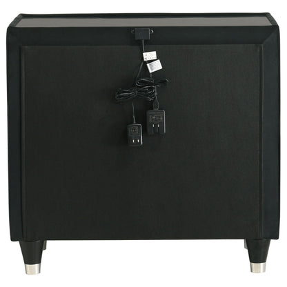  Coaster Furniture Lorient 223162 2-drawer LED Nightstand with USB - Black IMAGE 4