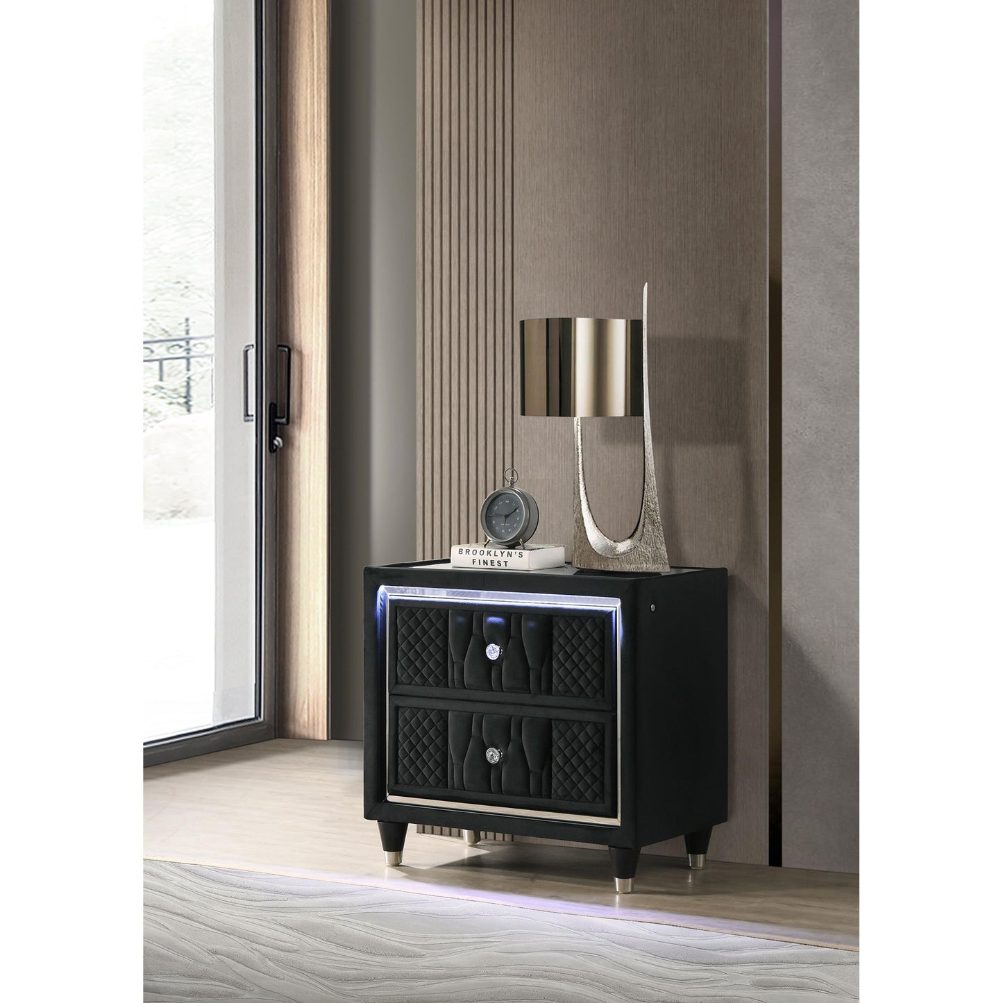  Coaster Furniture Lorient 223162 2-drawer LED Nightstand with USB - Black IMAGE 5