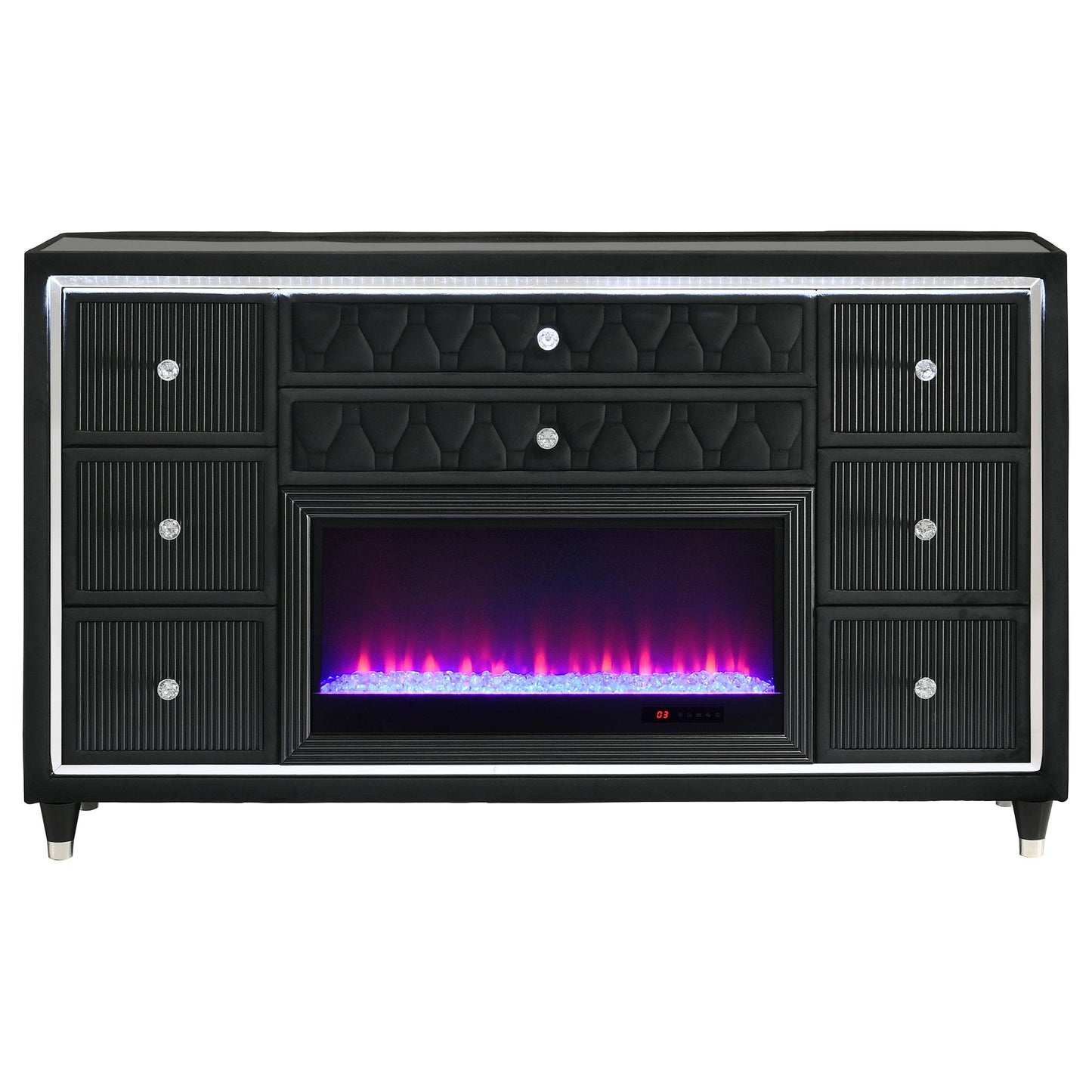  Coaster Furniture Lorient 223163FB 8-drawer LED Bedroom Flame Box Dresser - Black IMAGE 9