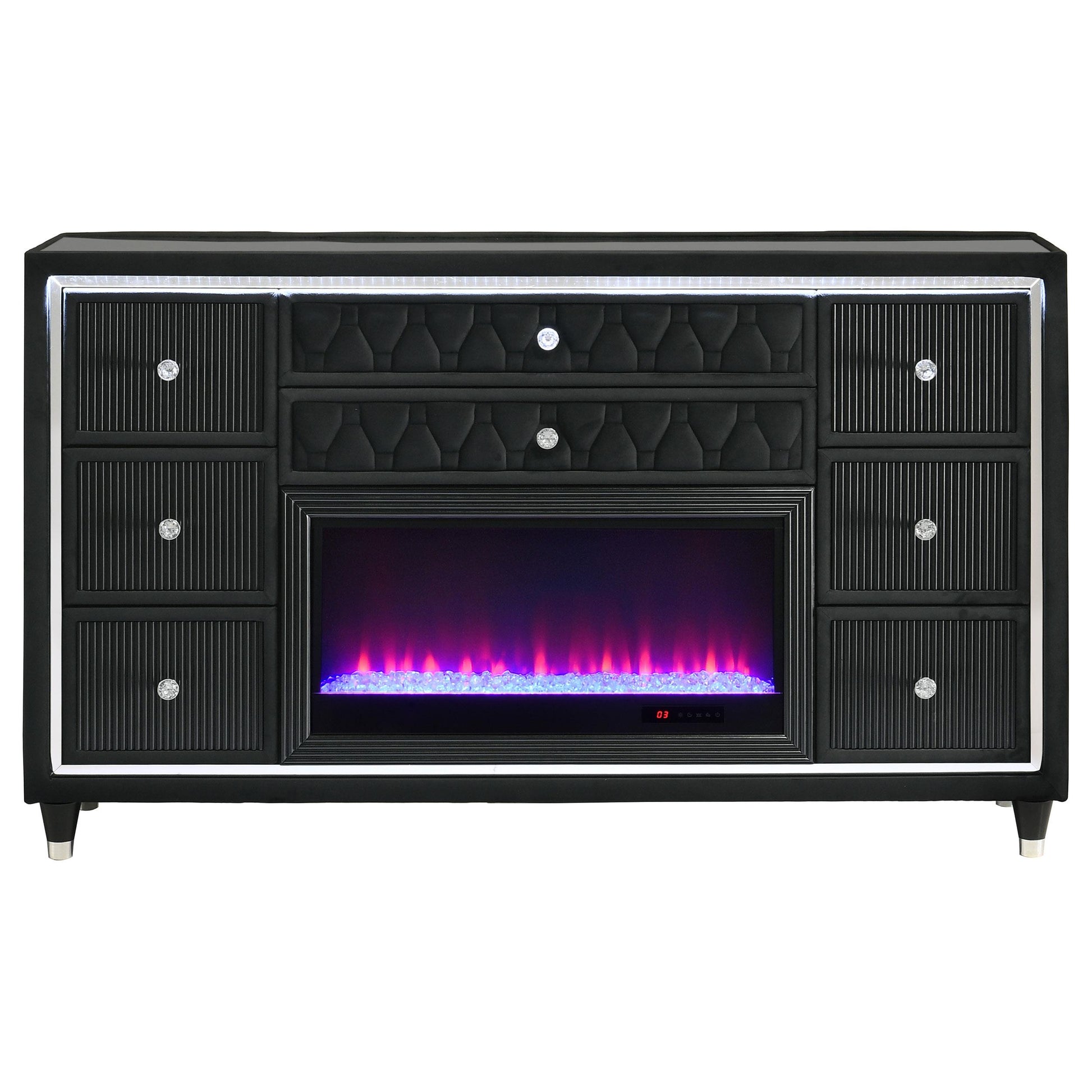  Coaster Furniture Lorient 223163FB 8-drawer LED Bedroom Flame Box Dresser - Black IMAGE 9