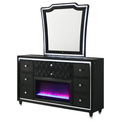  Coaster Furniture Lorient 223163FBM 8-drawer LED Flame Box Dresser and Mirror - Black IMAGE 10
