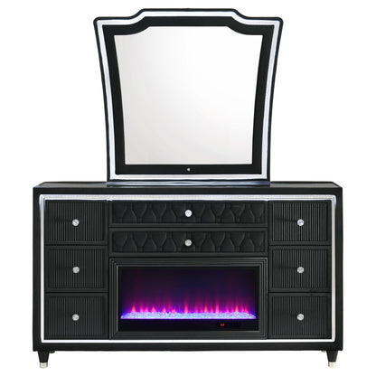  Coaster Furniture Lorient 223163FBM 8-drawer LED Flame Box Dresser and Mirror - Black IMAGE 8