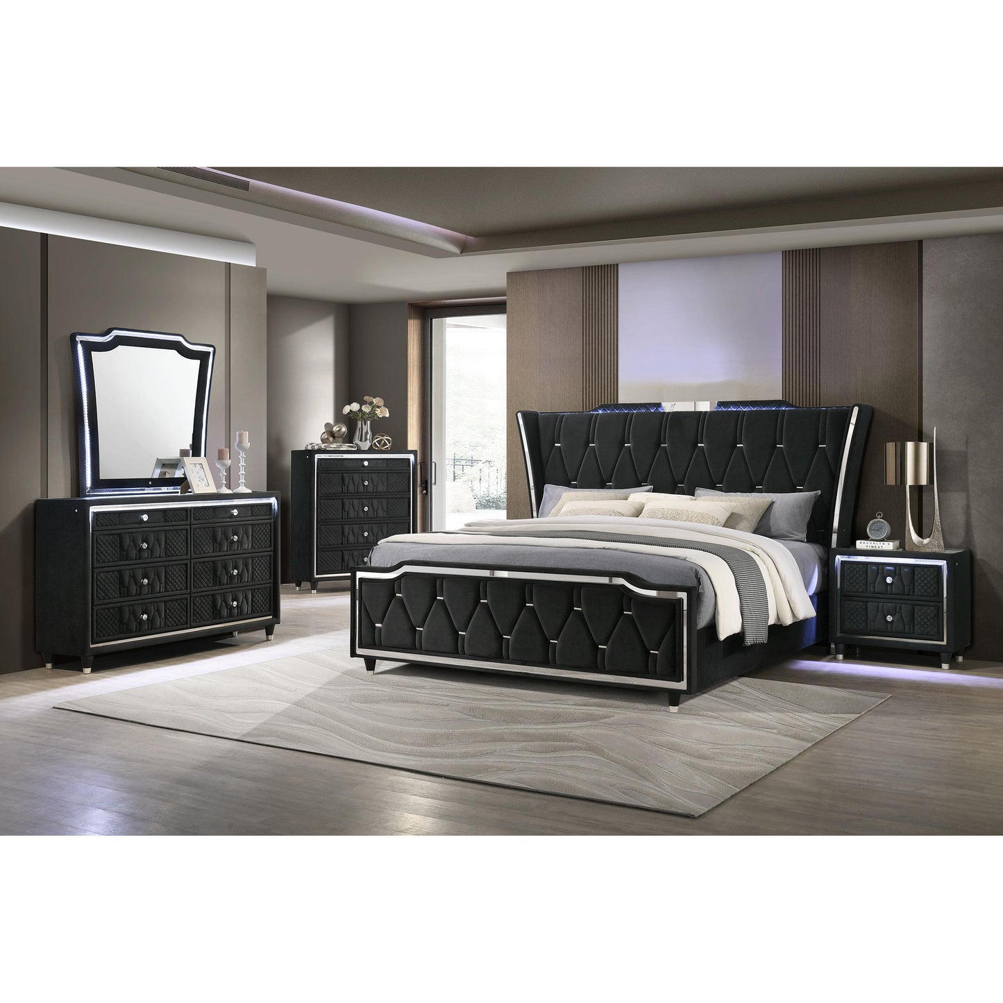  Coaster Furniture Lorient 223163M 8-drawer LED Dresser with Mirror - Black IMAGE 14