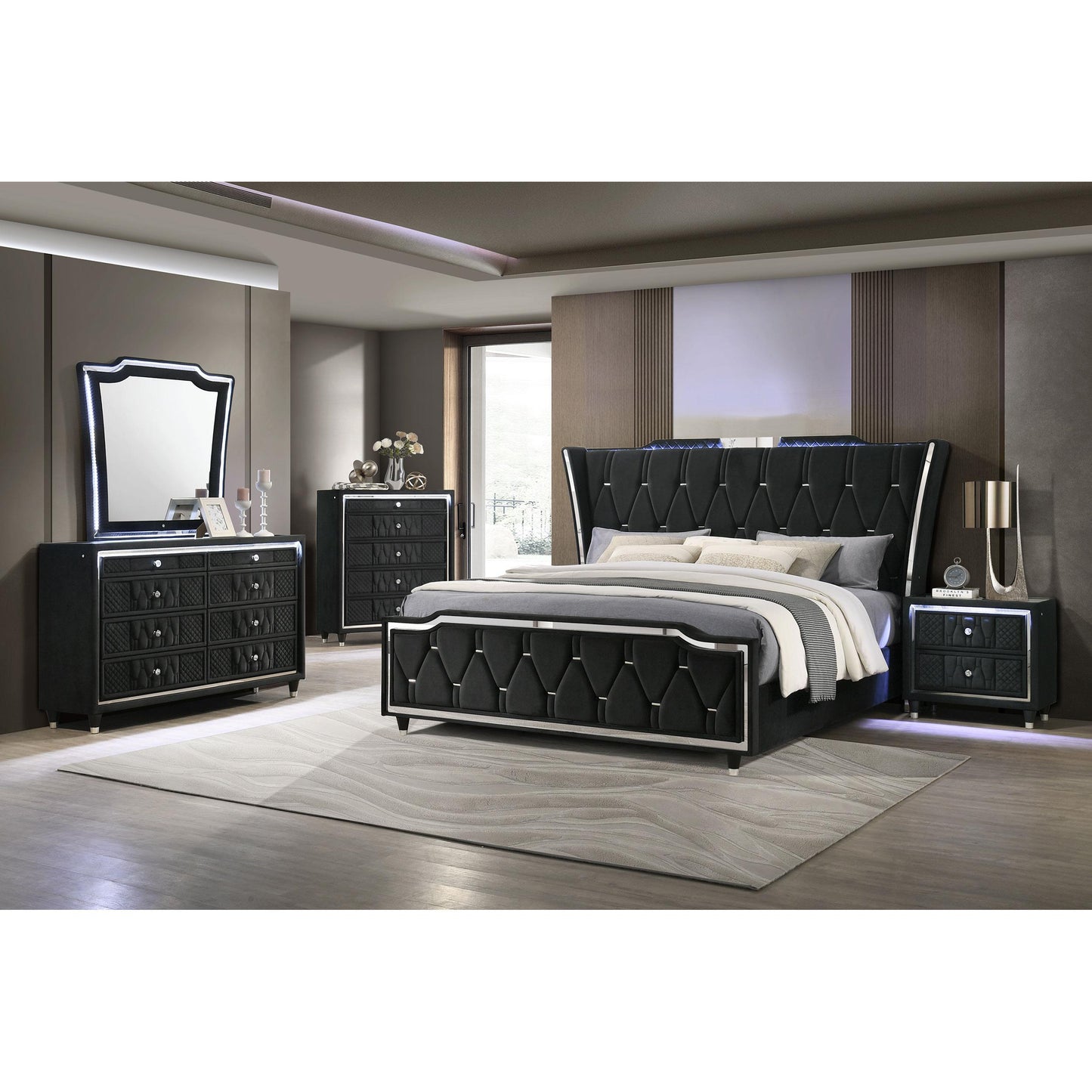  Coaster Furniture Lorient 223164 LED Dresser Mirror - Black IMAGE 6