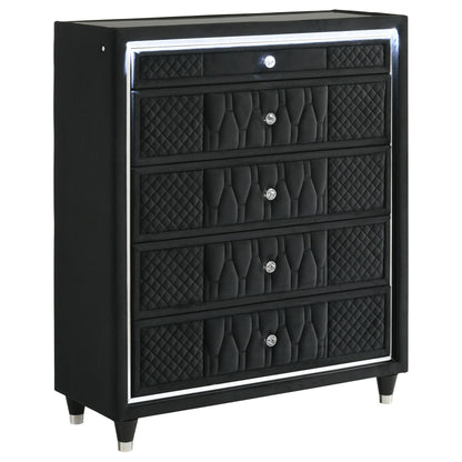  Coaster Furniture Lorient 223165 5-drawer LED Chest - Black IMAGE 1