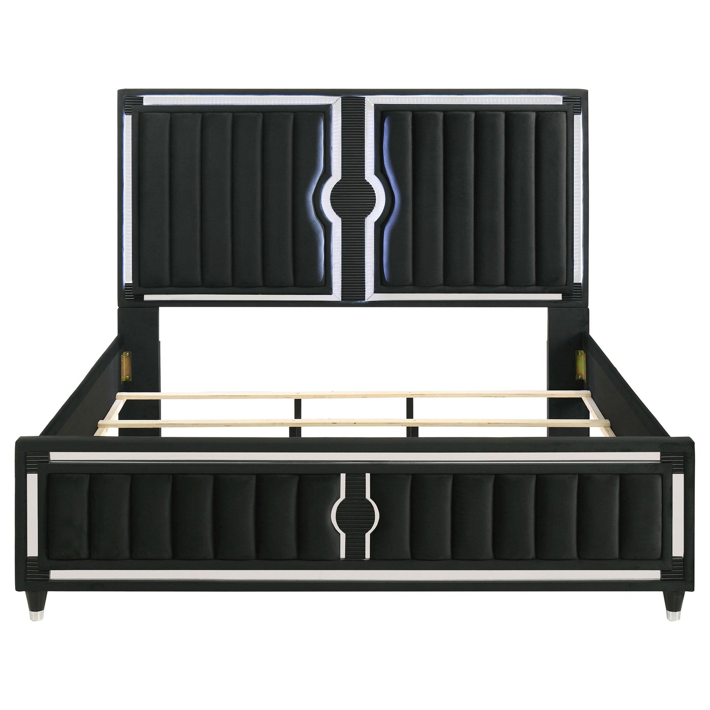  Coaster Furniture Ravenne 223191KE Velvet Upholstered Eastern King LED Panel Bed - Black IMAGE 3