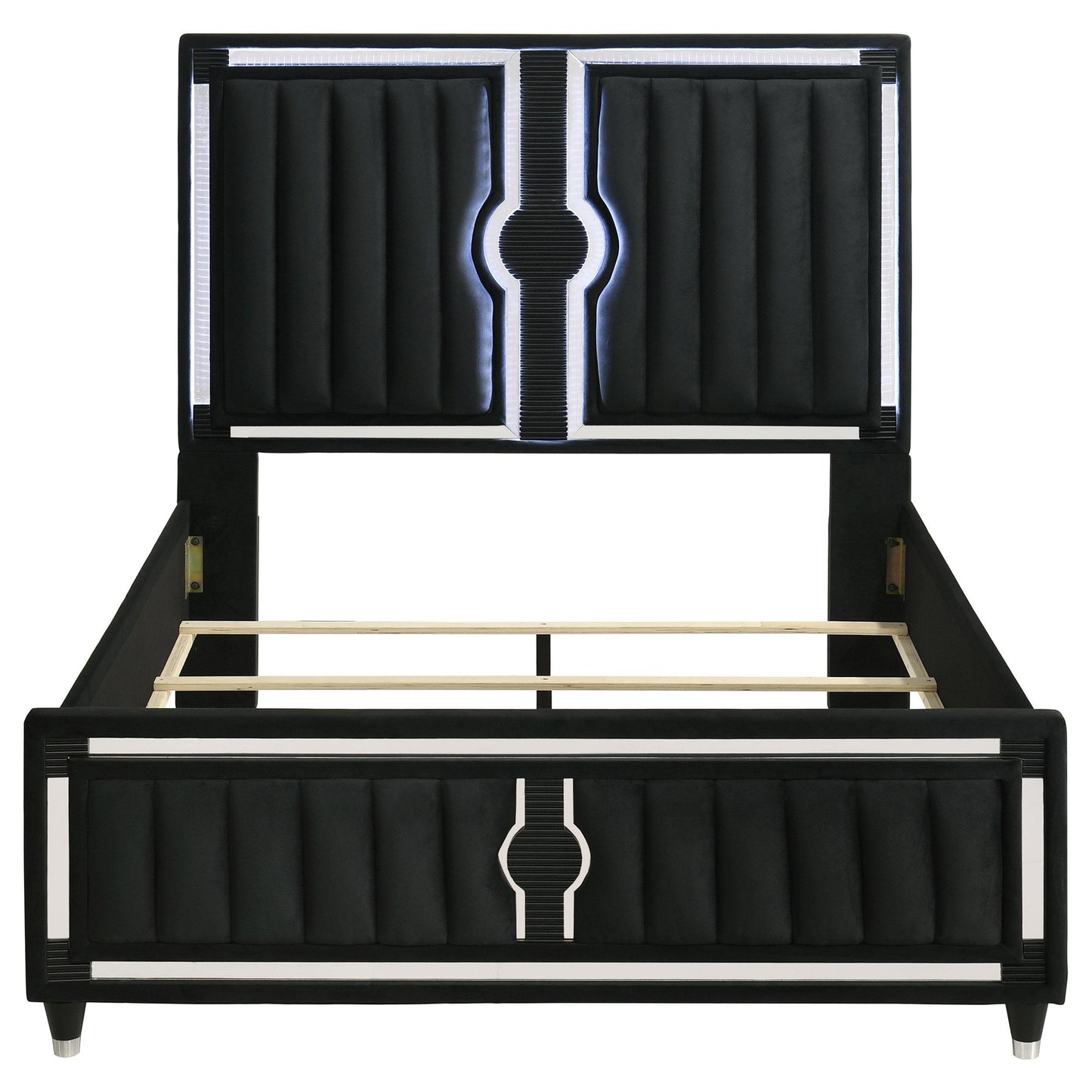  Coaster Furniture Ravenne 223191Q Velvet Upholstered Queen LED Panel Bed - Black IMAGE 3