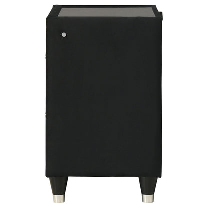  Coaster Furniture Ravenne 223192 2-drawer Velvet Upholstered LED Nightstand with USB - Black IMAGE 14