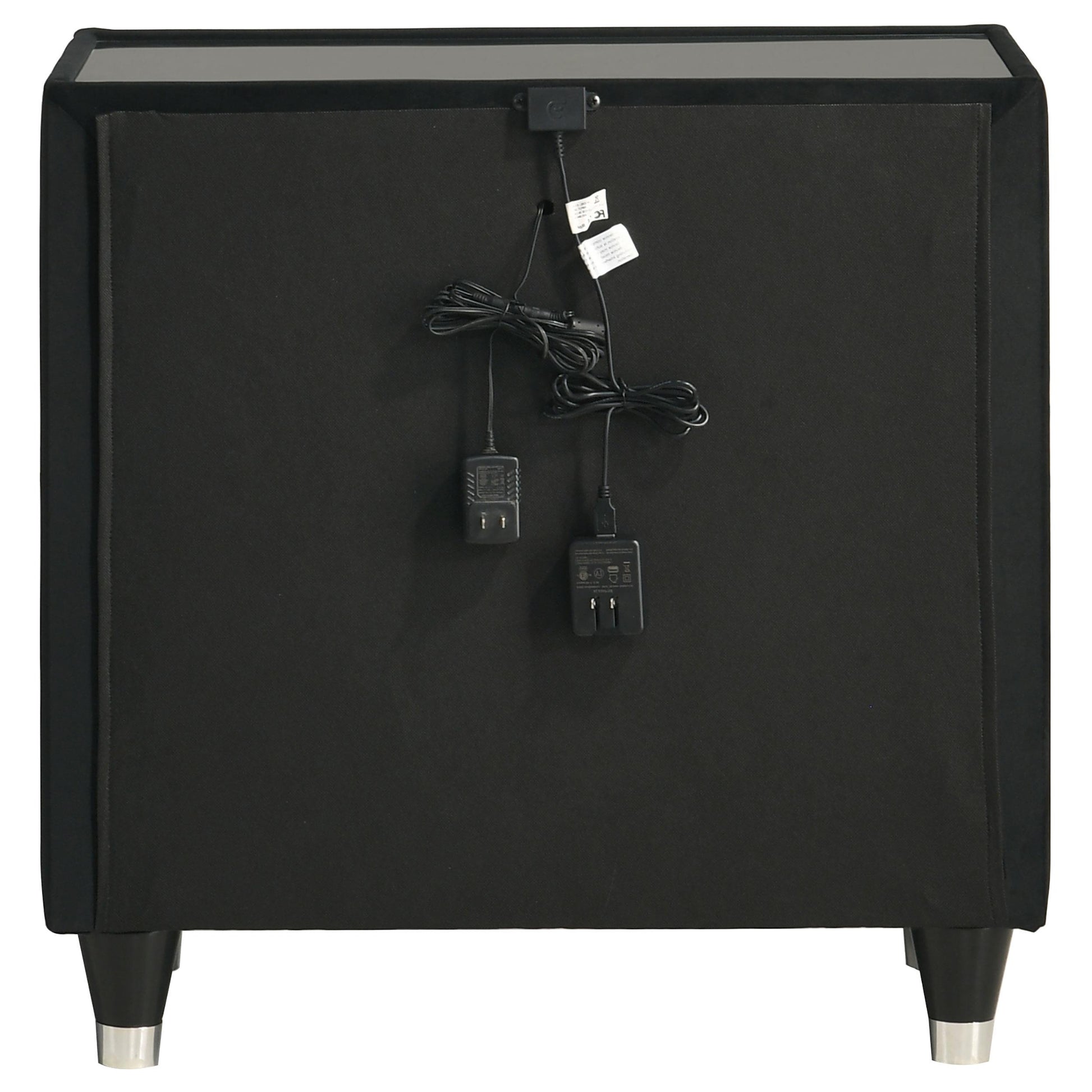  Coaster Furniture Ravenne 223192 2-drawer Velvet Upholstered LED Nightstand with USB - Black IMAGE 5