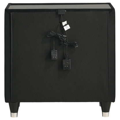  Coaster Furniture Ravenne 223192 2-drawer Velvet Upholstered LED Nightstand with USB - Black IMAGE 5