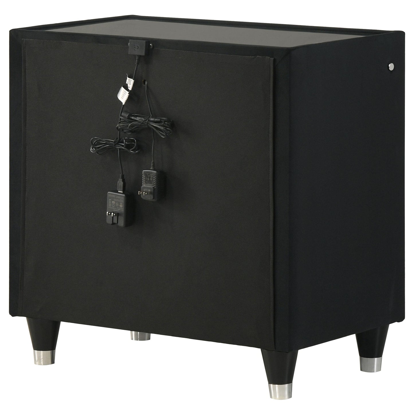  Coaster Furniture Ravenne 223192 2-drawer Velvet Upholstered LED Nightstand with USB - Black IMAGE 7