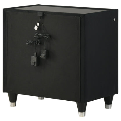  Coaster Furniture Ravenne 223192 2-drawer Velvet Upholstered LED Nightstand with USB - Black IMAGE 7