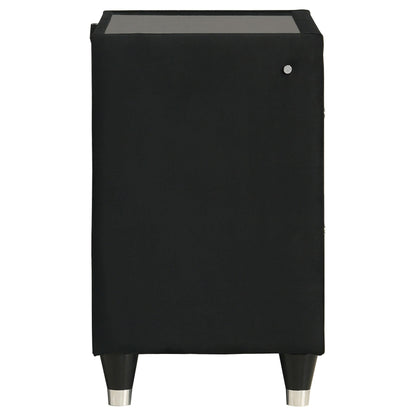  Coaster Furniture Ravenne 223192 2-drawer Velvet Upholstered LED Nightstand with USB - Black IMAGE 9