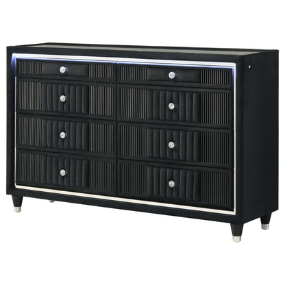  Coaster Furniture Ravenne 223193 8-drawer Velvet Upholstered LED Dresser Cabinet - Black IMAGE 11