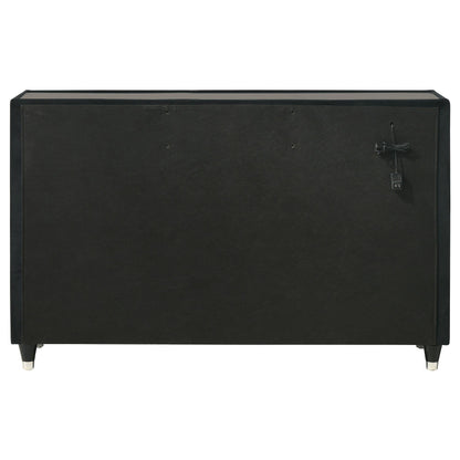  Coaster Furniture Ravenne 223193 8-drawer Velvet Upholstered LED Dresser Cabinet - Black IMAGE 4