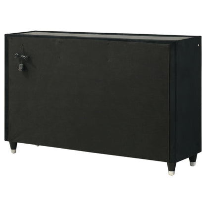  Coaster Furniture Ravenne 223193 8-drawer Velvet Upholstered LED Dresser Cabinet - Black IMAGE 6