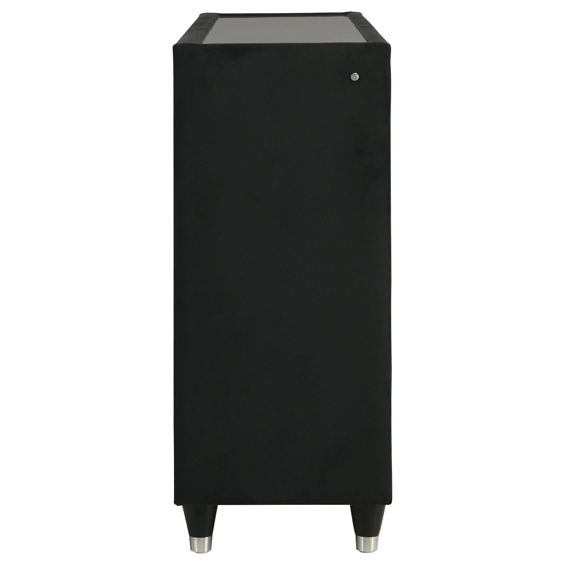  Coaster Furniture Ravenne 223193 8-drawer Velvet Upholstered LED Dresser Cabinet - Black IMAGE 9