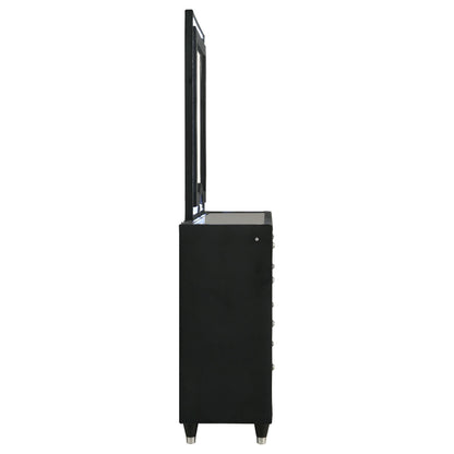  Coaster Furniture Ravenne 223193M 8-drawer Velvet Upholstered LED Dresser and Mirror - Black IMAGE 10