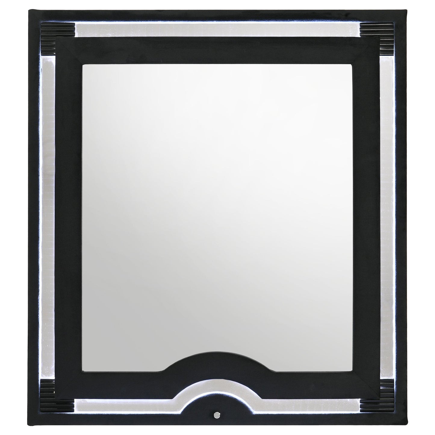  Coaster Furniture Ravenne 223194 Velvet Upholstered LED Dresser Mirror - Black IMAGE 2