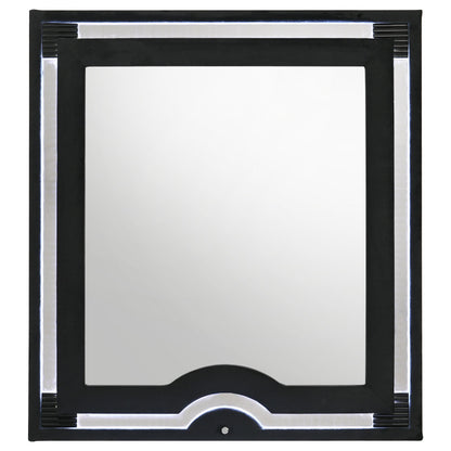  Coaster Furniture Ravenne 223194 Velvet Upholstered LED Dresser Mirror - Black IMAGE 2