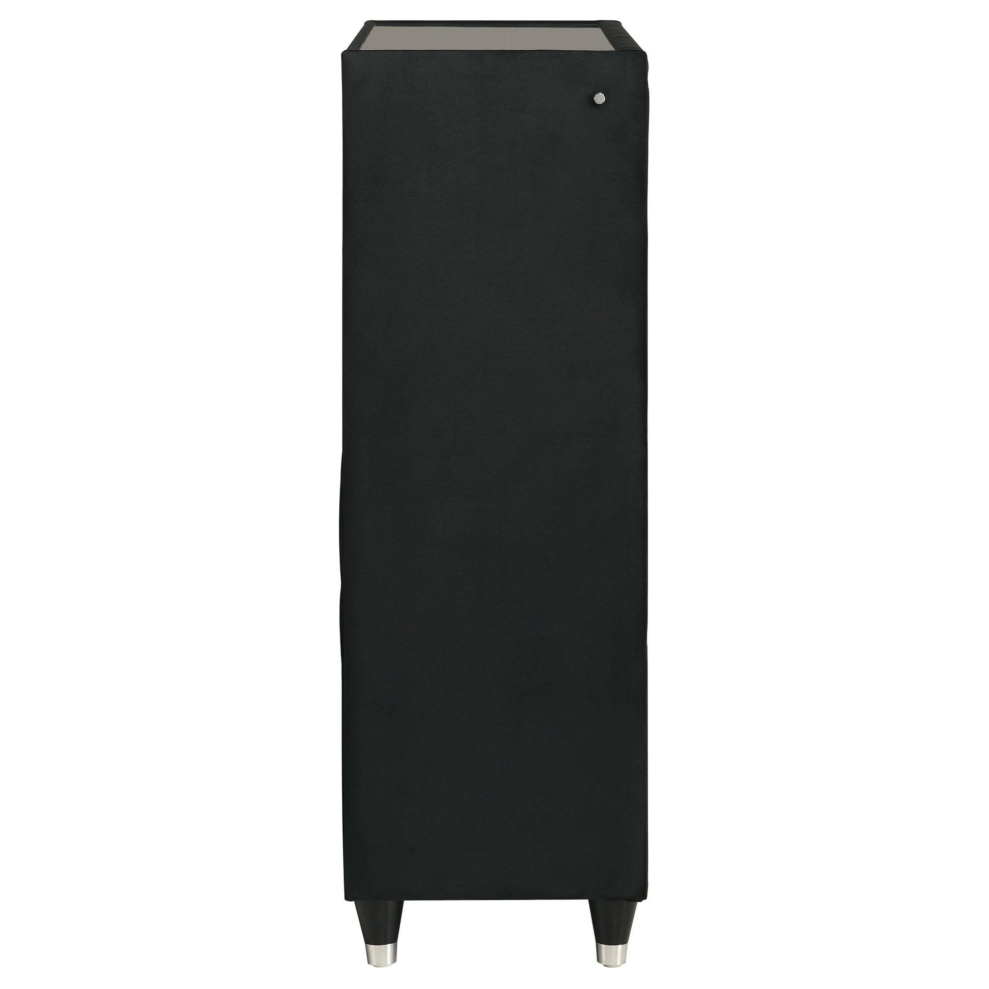  Coaster Furniture Ravenne 223195 5-drawer Velvet Upholstered LED Chest - Black IMAGE 12