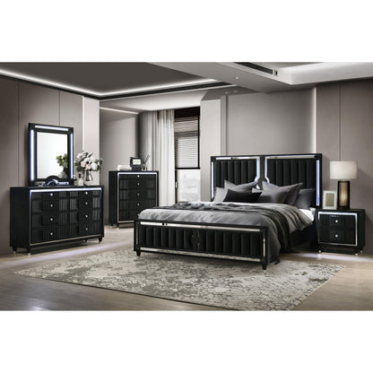  Coaster Furniture Ravenne 223195 5-drawer Velvet Upholstered LED Chest - Black IMAGE 13