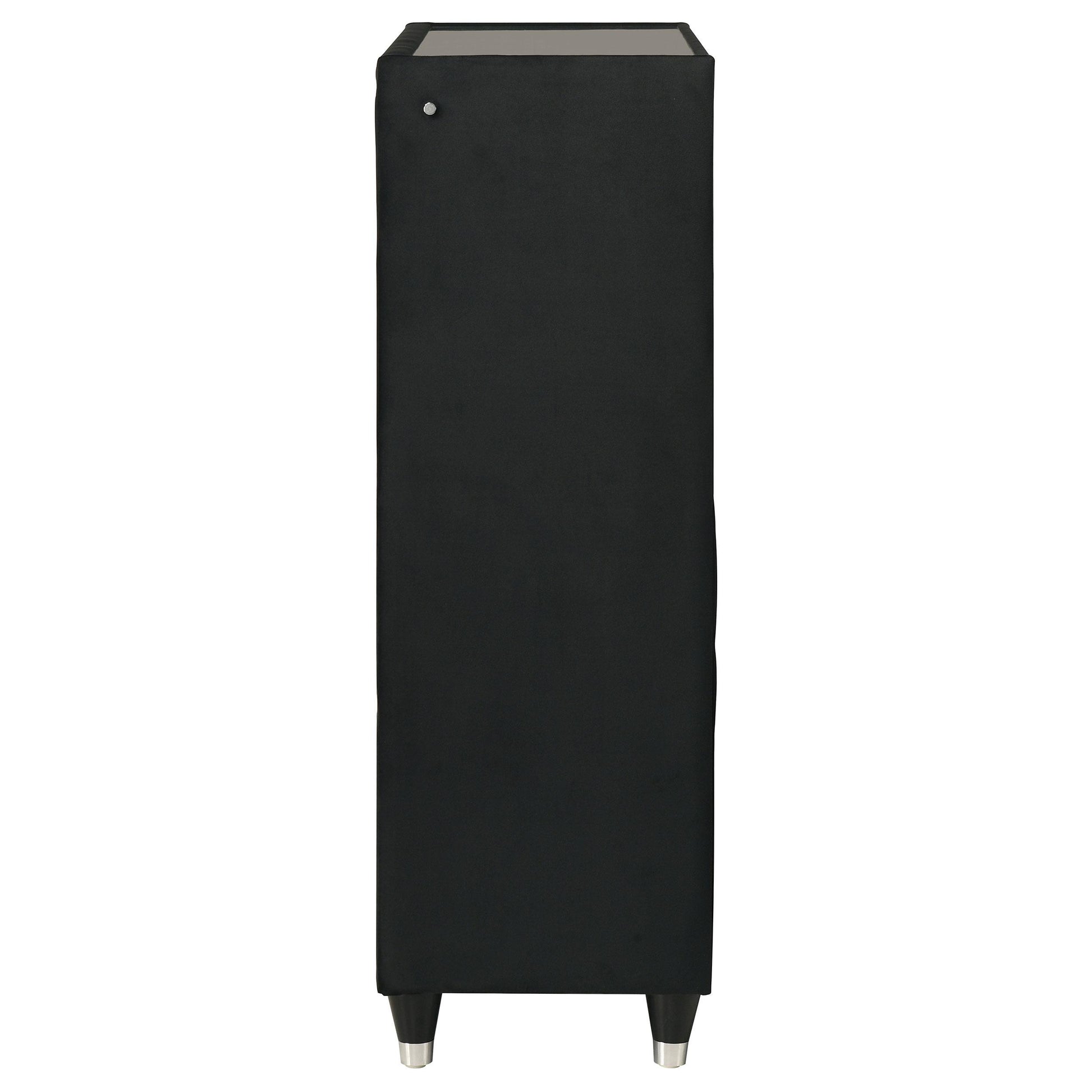  Coaster Furniture Ravenne 223195 5-drawer Velvet Upholstered LED Chest - Black IMAGE 14