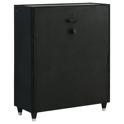  Coaster Furniture Ravenne 223195 5-drawer Velvet Upholstered LED Chest - Black IMAGE 2