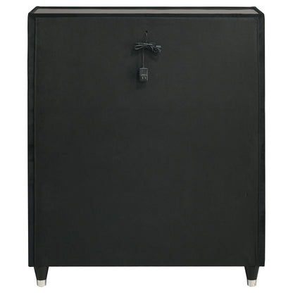  Coaster Furniture Ravenne 223195 5-drawer Velvet Upholstered LED Chest - Black IMAGE 6