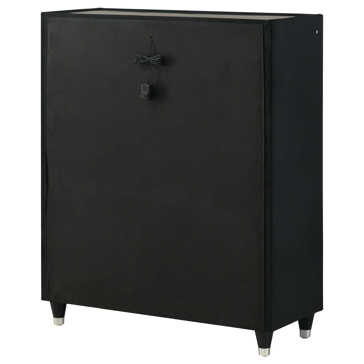  Coaster Furniture Ravenne 223195 5-drawer Velvet Upholstered LED Chest - Black IMAGE 9
