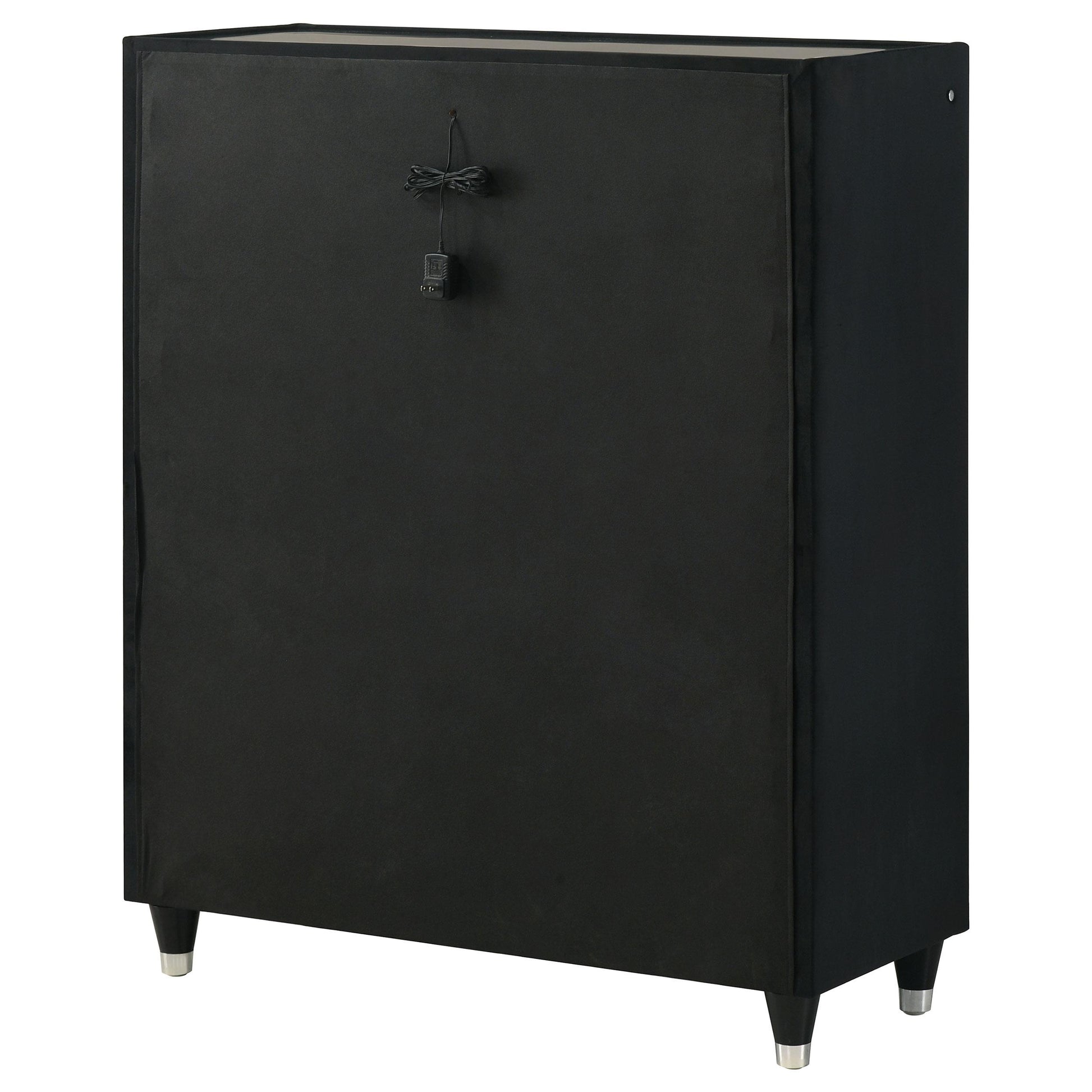  Coaster Furniture Ravenne 223195 5-drawer Velvet Upholstered LED Chest - Black IMAGE 9