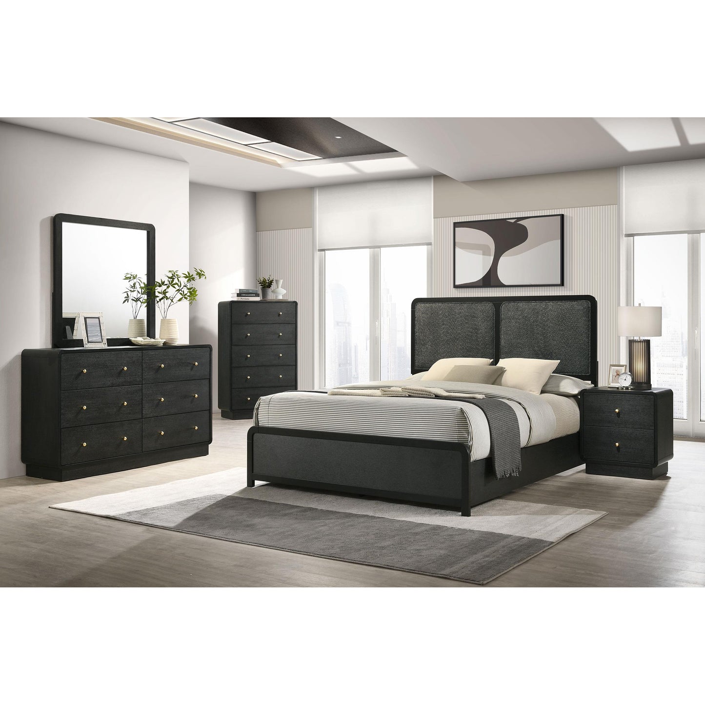  Coaster Furniture Cavelle 223661F 51-inch Upholstered Full Panel Bed - Black IMAGE 12