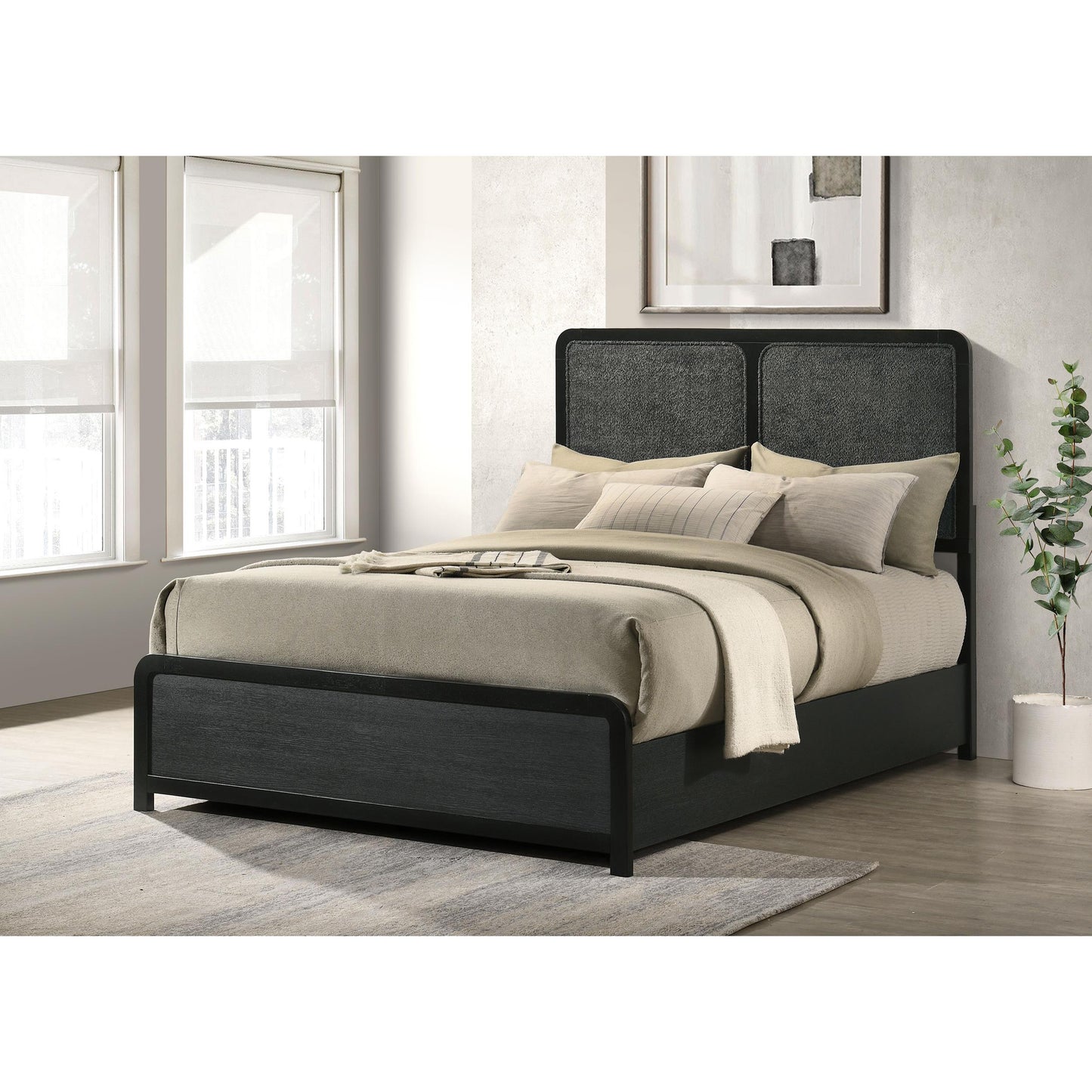  Coaster Furniture Cavelle 223661F 51-inch Upholstered Full Panel Bed - Black IMAGE 5