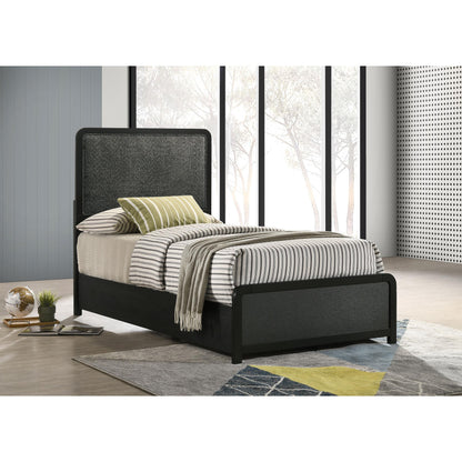  Coaster Furniture Cavelle 223661T 51-inch Upholstered Twin Panel Bed - Black IMAGE 6