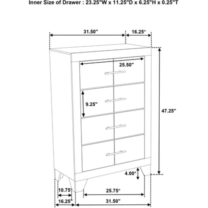  Coaster Furniture Trenton 225065 4-drawer Bedroom Chest - Rustic Cream IMAGE 13