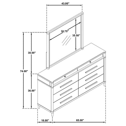  Coaster Furniture Gracemont 225073M 8-drawer Bedroom Dresser with Mirror - White IMAGE 8