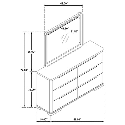  Coaster Furniture Ladera 225083M 6-drawer Bedroom Dresser and Mirror - Light Elm IMAGE 12