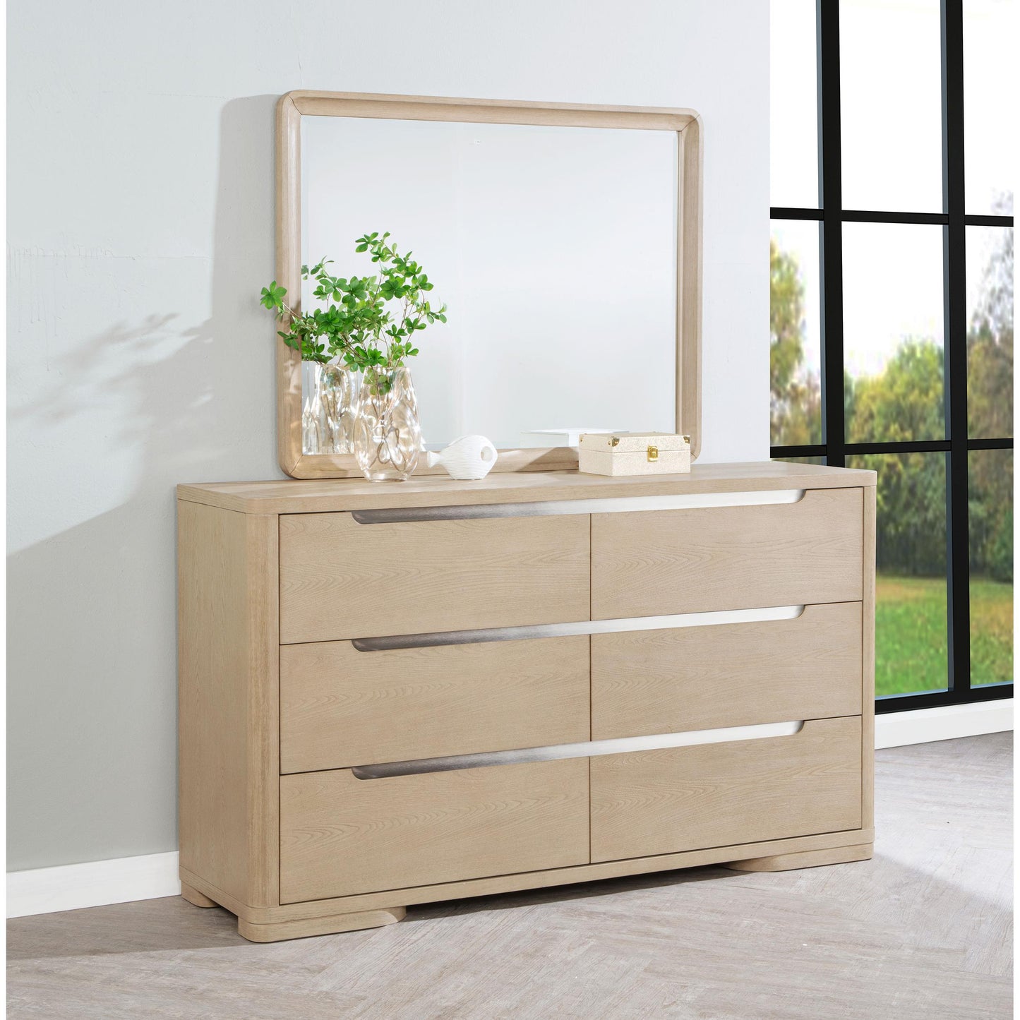  Coaster Furniture Ladera 225083M 6-drawer Bedroom Dresser and Mirror - Light Elm IMAGE 6