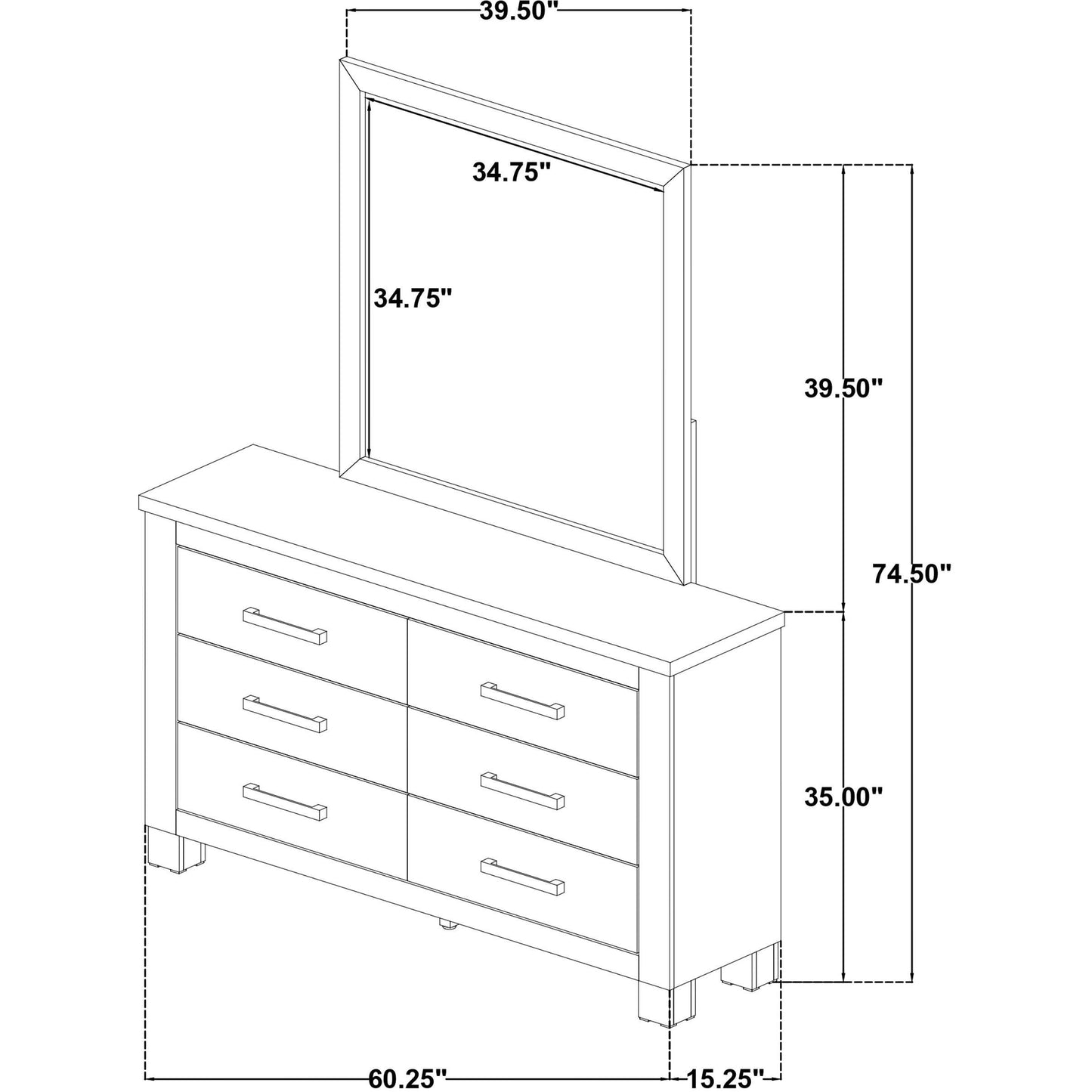  Coaster Furniture Oakglen 225103M 6-drawer Bedroom Dresser and Mirror - Weathered Oak IMAGE 13