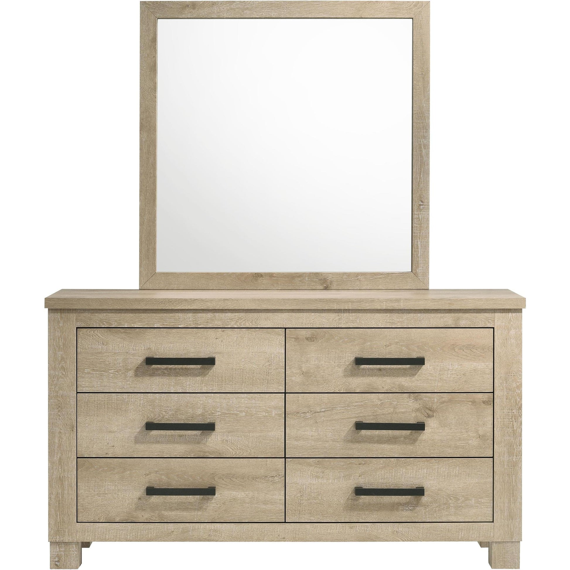  Coaster Furniture Oakglen 225103M 6-drawer Bedroom Dresser and Mirror - Weathered Oak IMAGE 3
