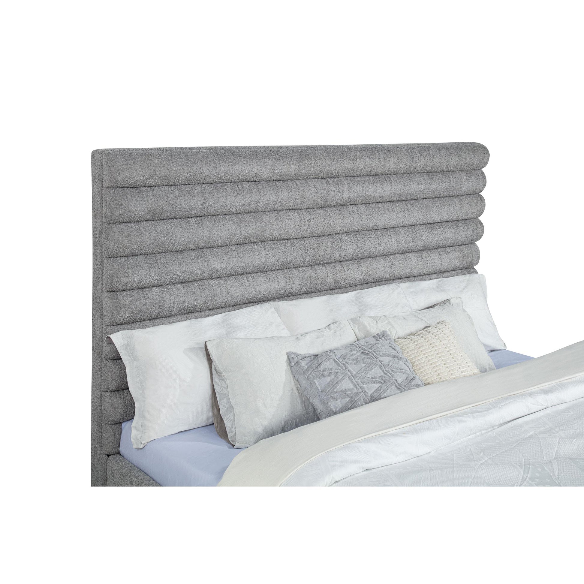  Coaster Furniture Patricia 300719KE 58-inch Boucle Upholstered Eastern King Bed - Grey IMAGE 1