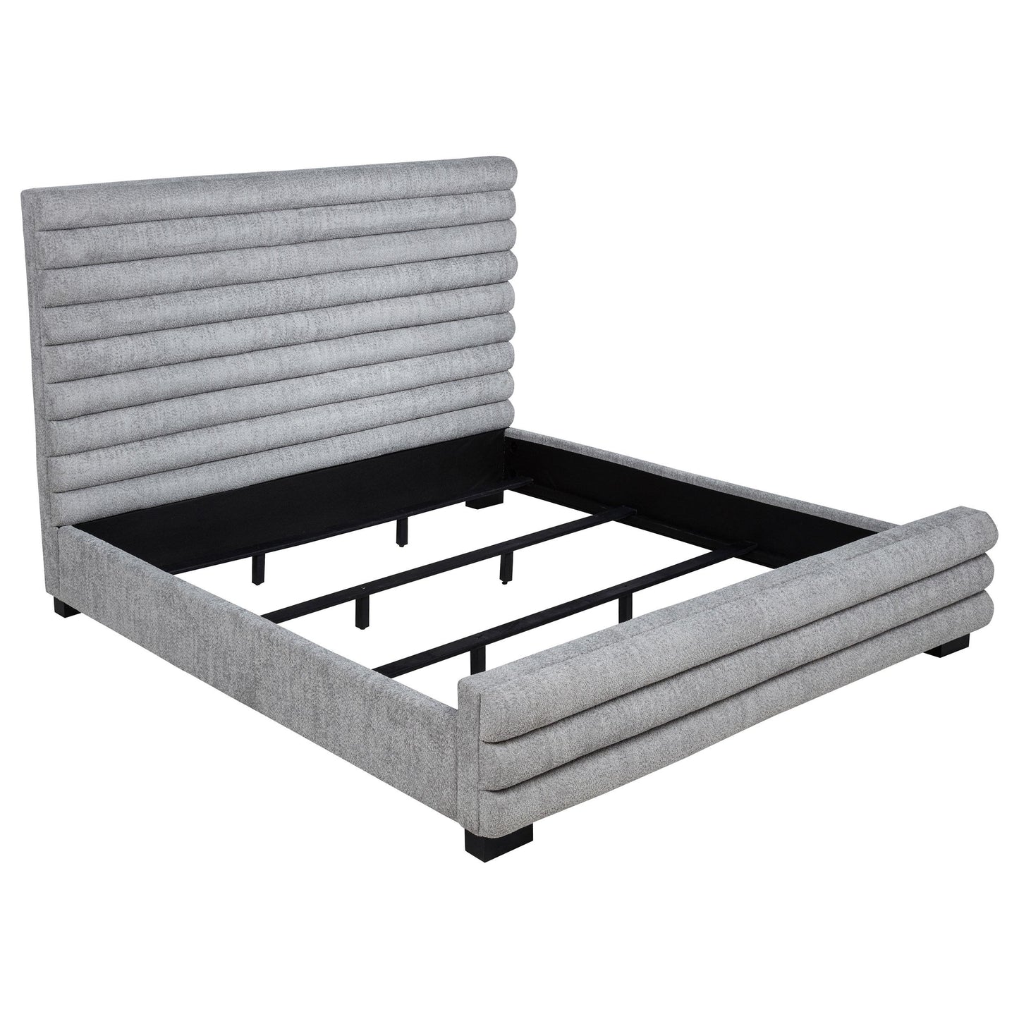  Coaster Furniture Patricia 300719KE 58-inch Boucle Upholstered Eastern King Bed - Grey IMAGE 2