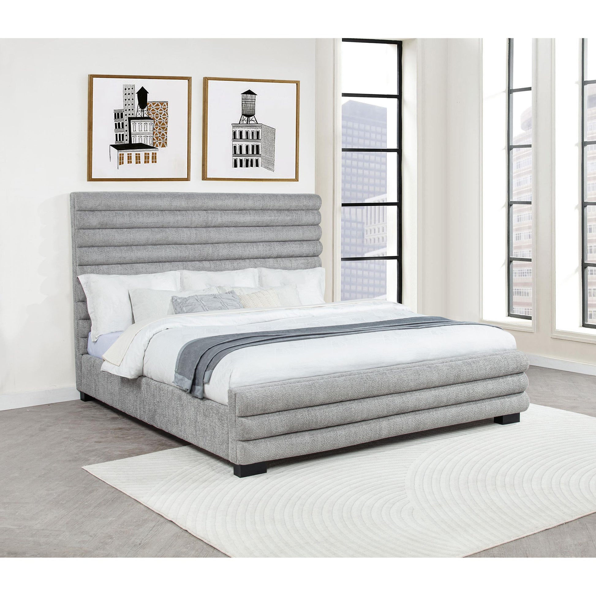  Coaster Furniture Patricia 300719KE 58-inch Boucle Upholstered Eastern King Bed - Grey IMAGE 8