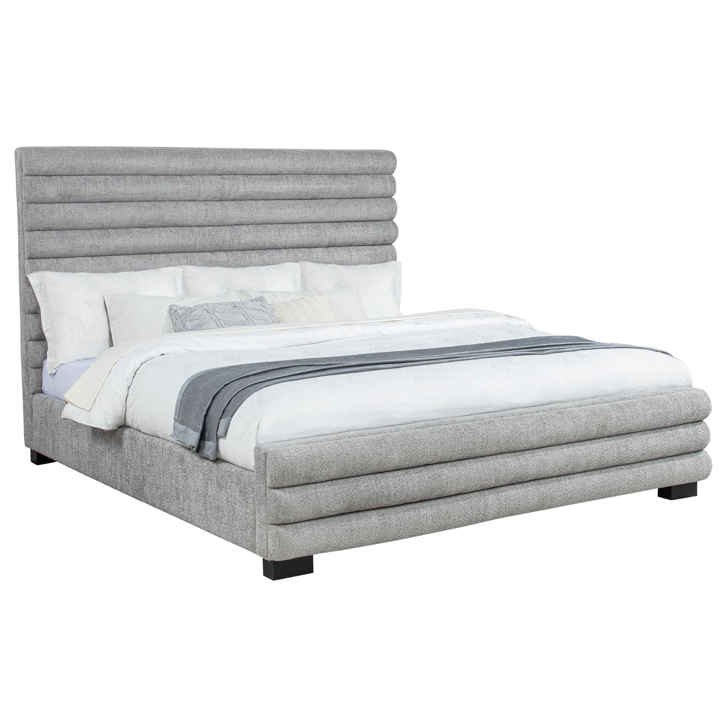 Coaster Furniture Patricia 300719KE 58-inch Boucle Upholstered Eastern King Bed - Grey IMAGE 9