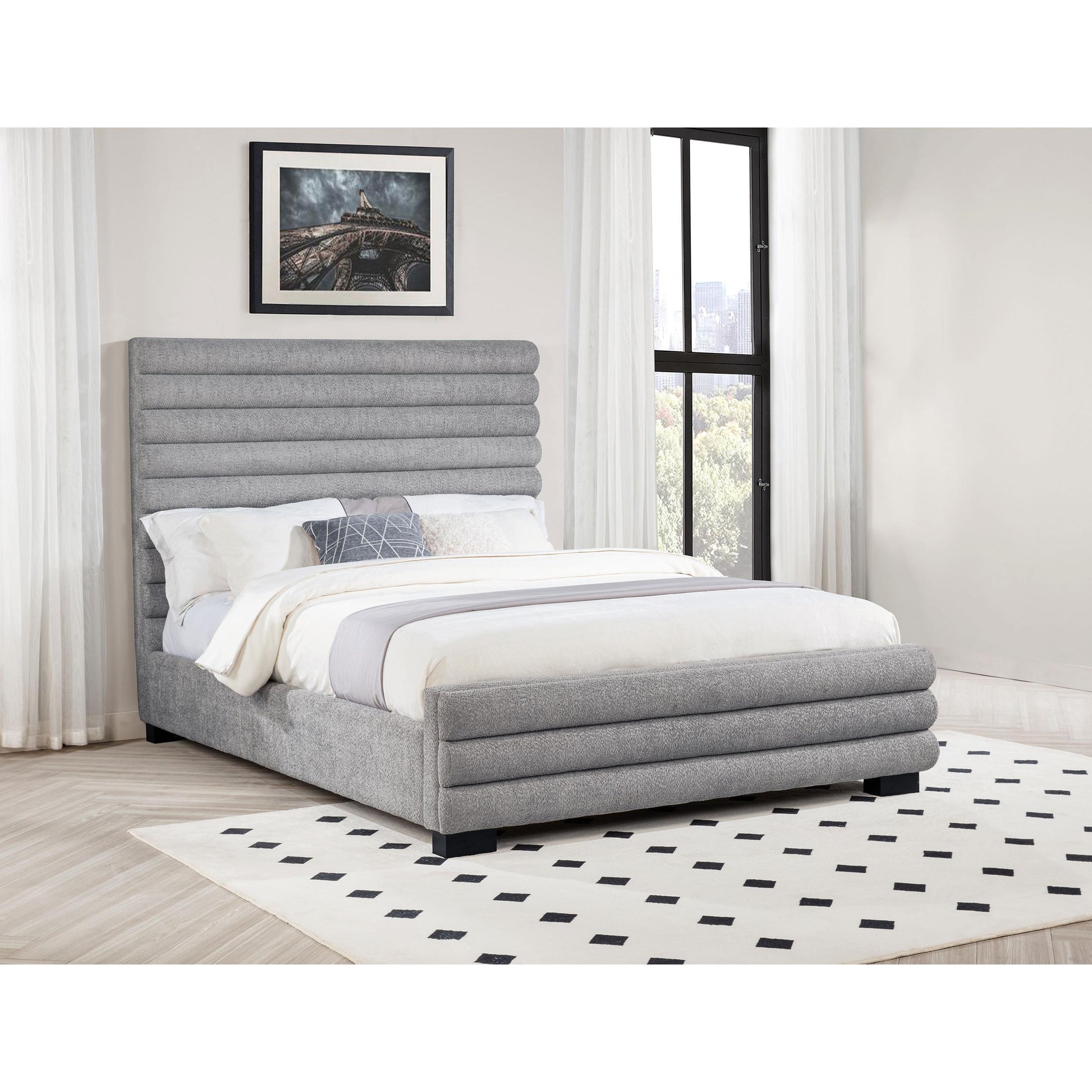 Coaster Furniture Patricia 300719Q 58-inch Boucle Upholstered Queen Bed - Grey IMAGE 3