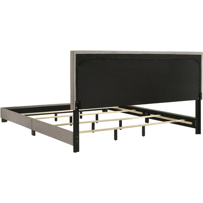  Coaster Furniture Dorian 300851KE Fabric Upholstered Eastern King Panel Bed - Taupe IMAGE 5