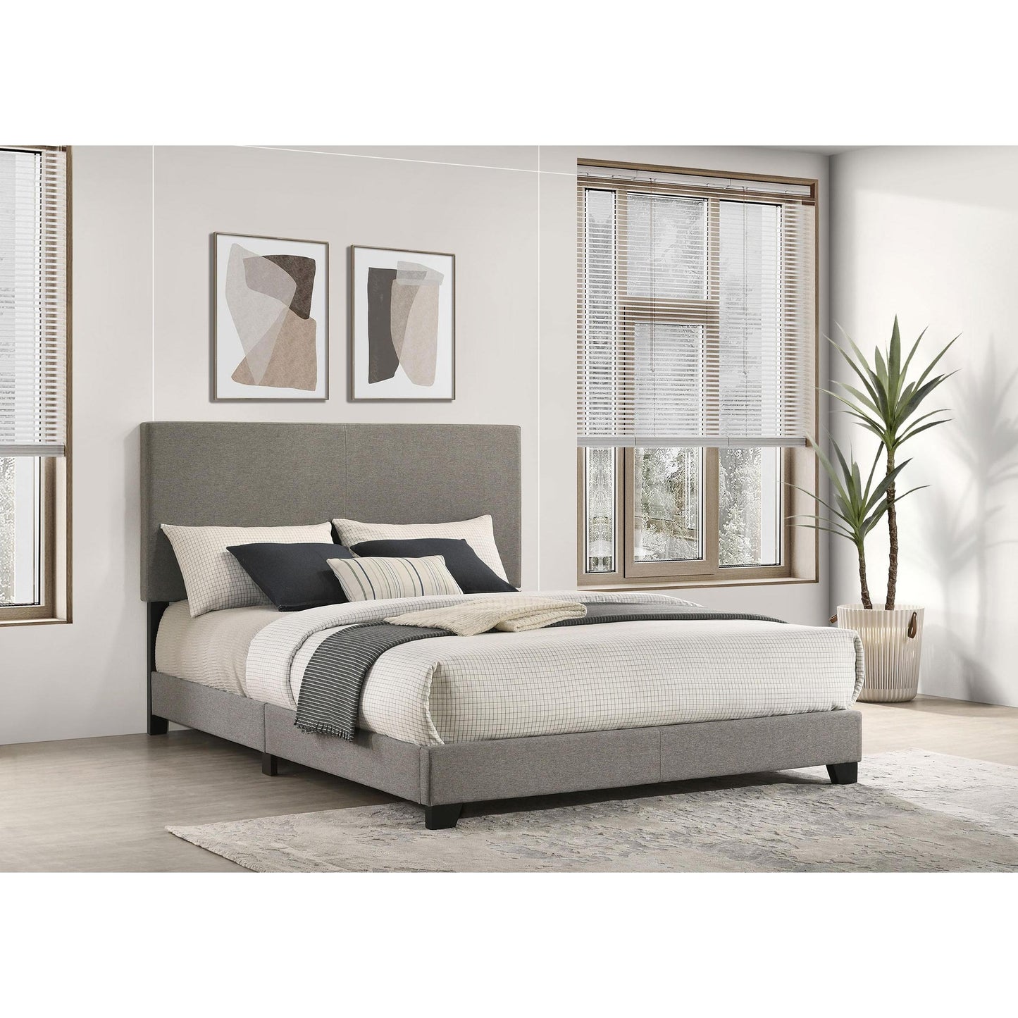  Coaster Furniture Dorian 300851Q Fabric Upholstered Queen Panel Bed - Taupe IMAGE 2