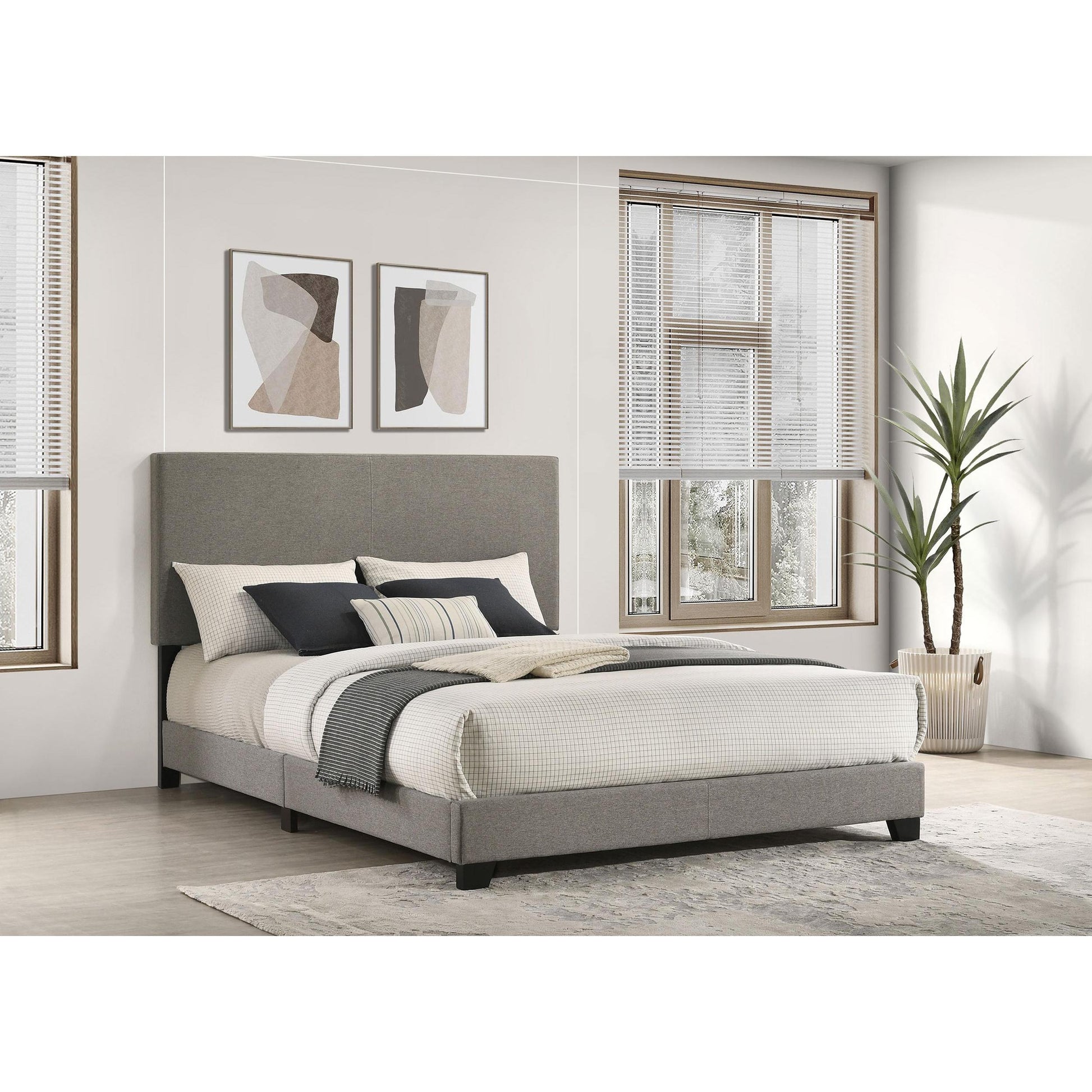  Coaster Furniture Dorian 300851Q Fabric Upholstered Queen Panel Bed - Taupe IMAGE 2