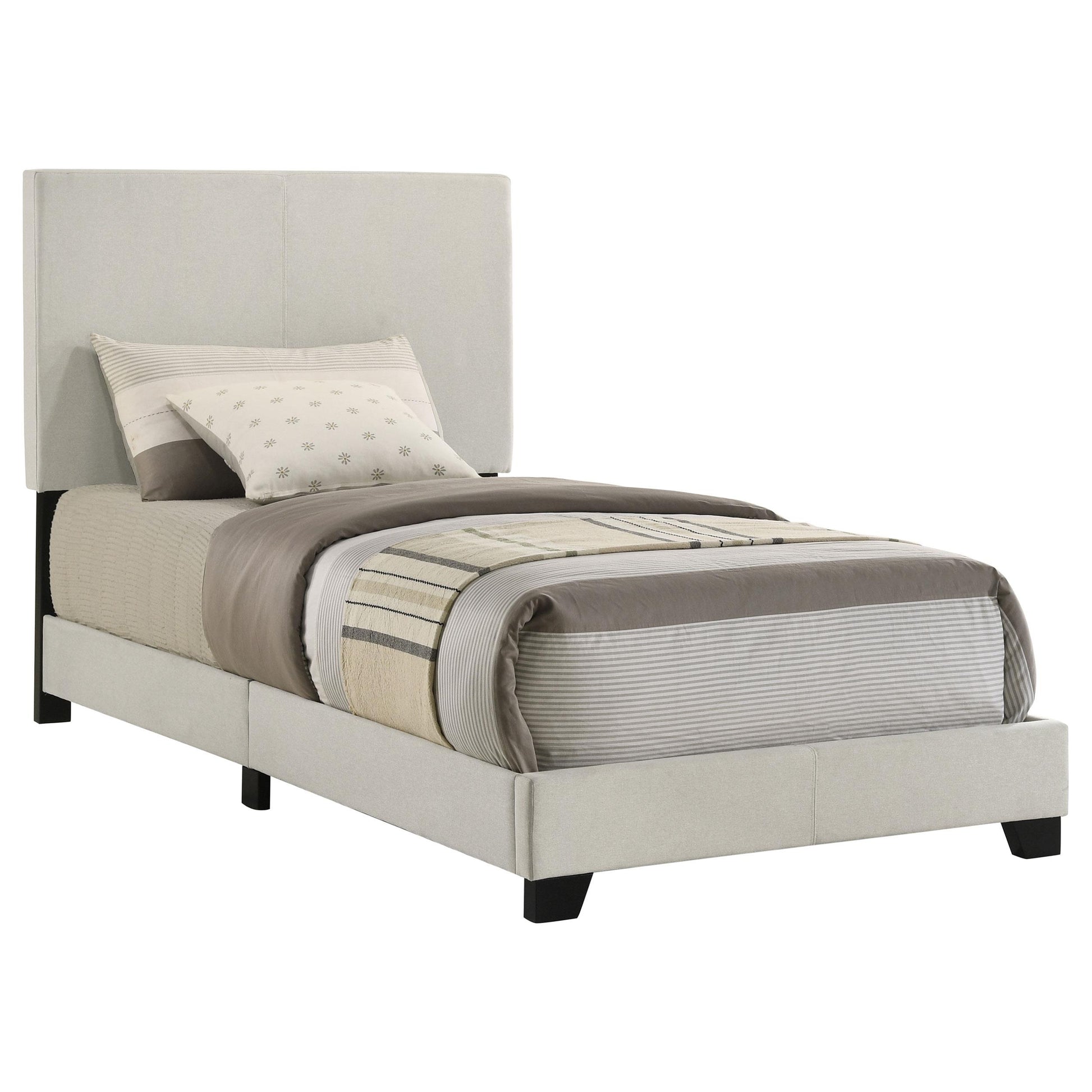  Coaster Furniture Dorian 300852T Fabric Upholstered Twin Panel Bed - Cream IMAGE 3