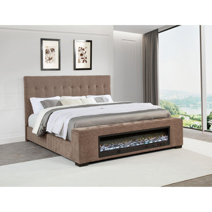  Coaster Furniture Senna 305811KE Upholstered Eastern King Audio Flame Visualizer Bed - Brown IMAGE 4